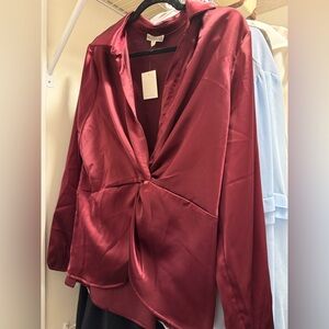 Pleione Deep Red Satin Top
